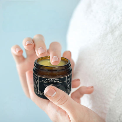 Organic Tallow Honey Balm with Grass-Fed Beef Tallow, Olive Oil and Raw Honey