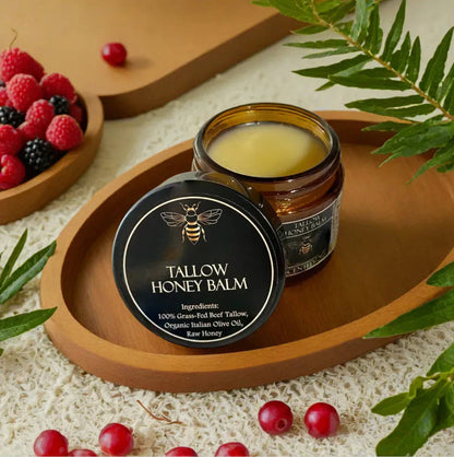 Organic Tallow Honey Balm with Grass-Fed Beef Tallow, Olive Oil and Raw Honey